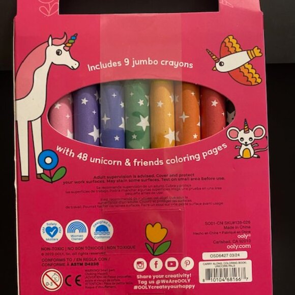 ooly: UNICORN PALS COLORING BOOK * 9 Jumbo Crayons>48 Coloring Pages* - Picture 3 of 6